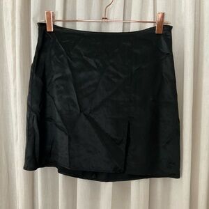 Reformation Black Silk Mini Skirt with slit
